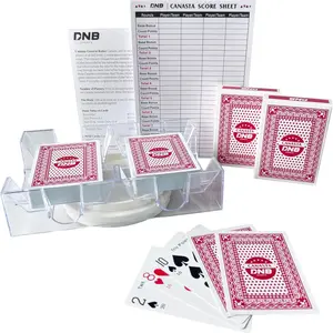 Canasta Card Game Set - Includes 2 Decks of Red Scored Playing Cards a Revolving Card Tray 50-Page Score Pad and Game Instructions