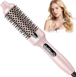 Thermal Brush, Blowout Wavy Boost 1.5 inch Heated Round Brush Look with LED Display, 310℉-410℉ for Different Hair Types, Heated Styling Brush for Daily Smoothing & Light Waves