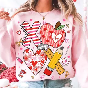 XOXO Teacher Love Sweatshirt, Christian Teacher Sweatshirt, Valentine Classroom, Apple Pencil Ruler Sweatshirt, Faith Teacher Sweatshirt, Bible Verse Teacher, Valentines Day Gift