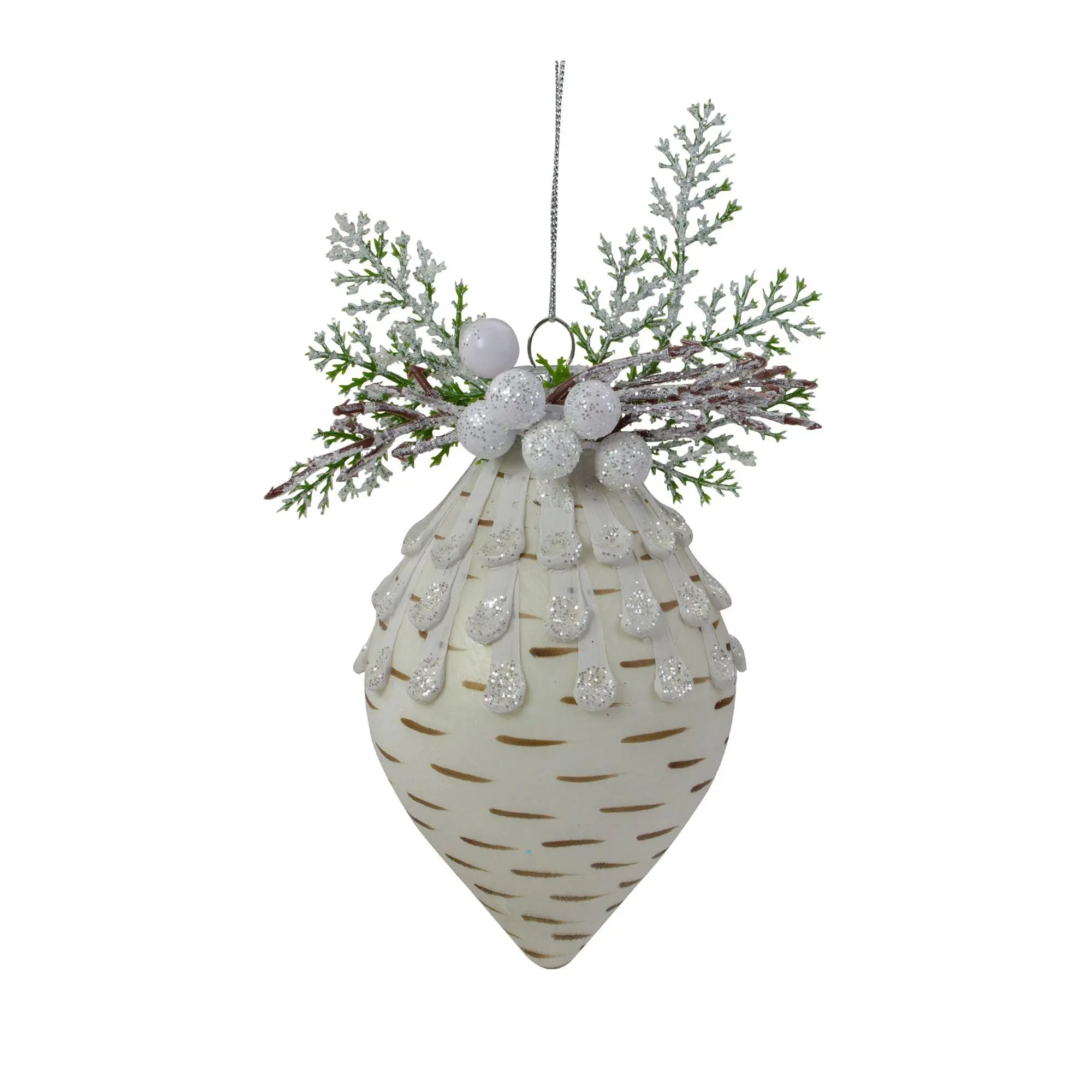 Northlight 5" Cedar & Berries White Finial Chri stmas Ornament