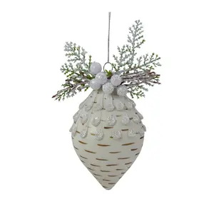 Northlight 5" Cedar & Berries White Finial Chri stmas Ornament