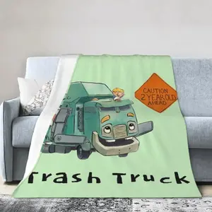 Flannel Throw  Trash Truck Cartoon Netflix  Soft Bedspread Warm Plush  For Bed Living Room Picnic Travel,Gift For Him, Gift For Her, Mother's Day Gift blanket