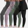 Women's 4-Pc Workout Set - Dual-Use Stay-Put Skort Leggings, High-Waist Stretchy Lightweight Gym Clothes for Yoga, Pilates Workouts,outdoorfun
