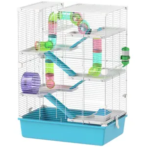 Twin Tower 6 Tier Hamster Enclosure With Hut Wheel Ramps For Living Room Small Rodent Habitat