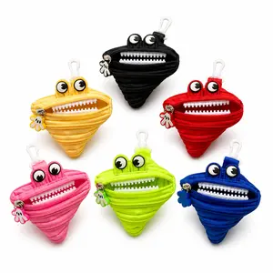 Cute Monster Zipper Coin Purse Keychain, Mini Bag Charm Pouch for Coins, Lipstick, Cash & Small Accessories, Funny Portable Zipper Wallet
