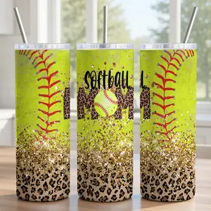 3D Visual Baseball Tumbler 20oz - 18/8 Food-Grade Stainless Steel Insulated Cup with Sliding Lid, Metal Straw & Brush - Realistic Ball & Crossed Bats Graphic, Patriotic Sports Gift for Fans - Ships in 2 Days