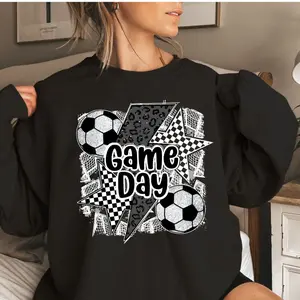 Blink Effect Soccer Game Day Graphic Printed Sweatshirt, Coquette Soccer Shirt, Soccer Mama Tee, Game Day Mom's Gift, Unisex T-Shirts Crewneck Sweatshirts