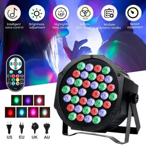 36 LED Stage Lights RGB DJ LED Par Light Remote & DMX Controlled Sound Activated Auto Play Uplights for Wedding Birthday Christmas Holiday Music Show Dance Party Stage Lighting