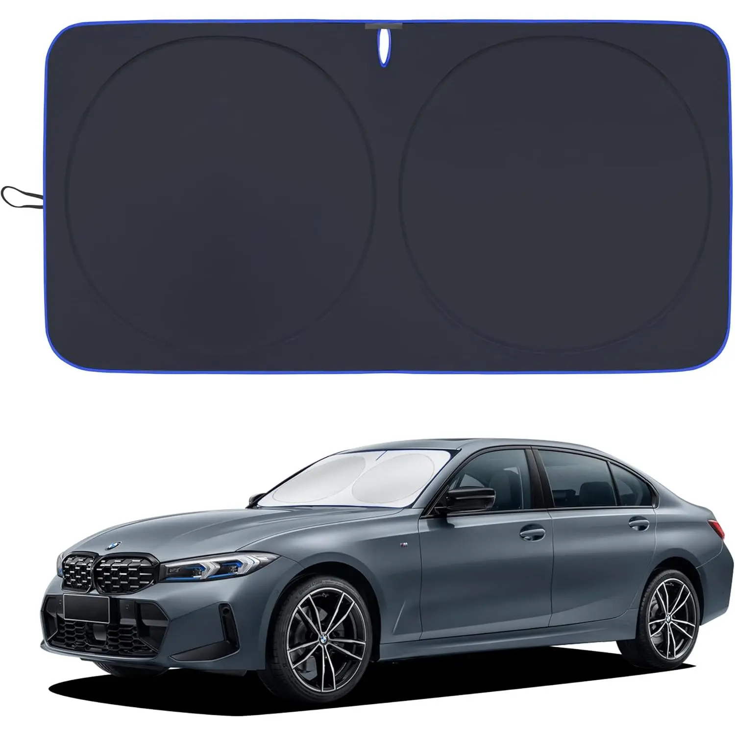 Windshield Sun Shade,Reflector Sunshade Offers  Protection for  Interior,Cool Reflective Sun Blocker,Foldable  Interior Accessories (Black, Medium),(64x32 inches)