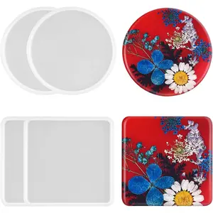 4 PCS Thickened Coaster Resin Silicone Molds for Epoxy Resin DIY Coasters Bowl Mats Candle Holders Home Decoration