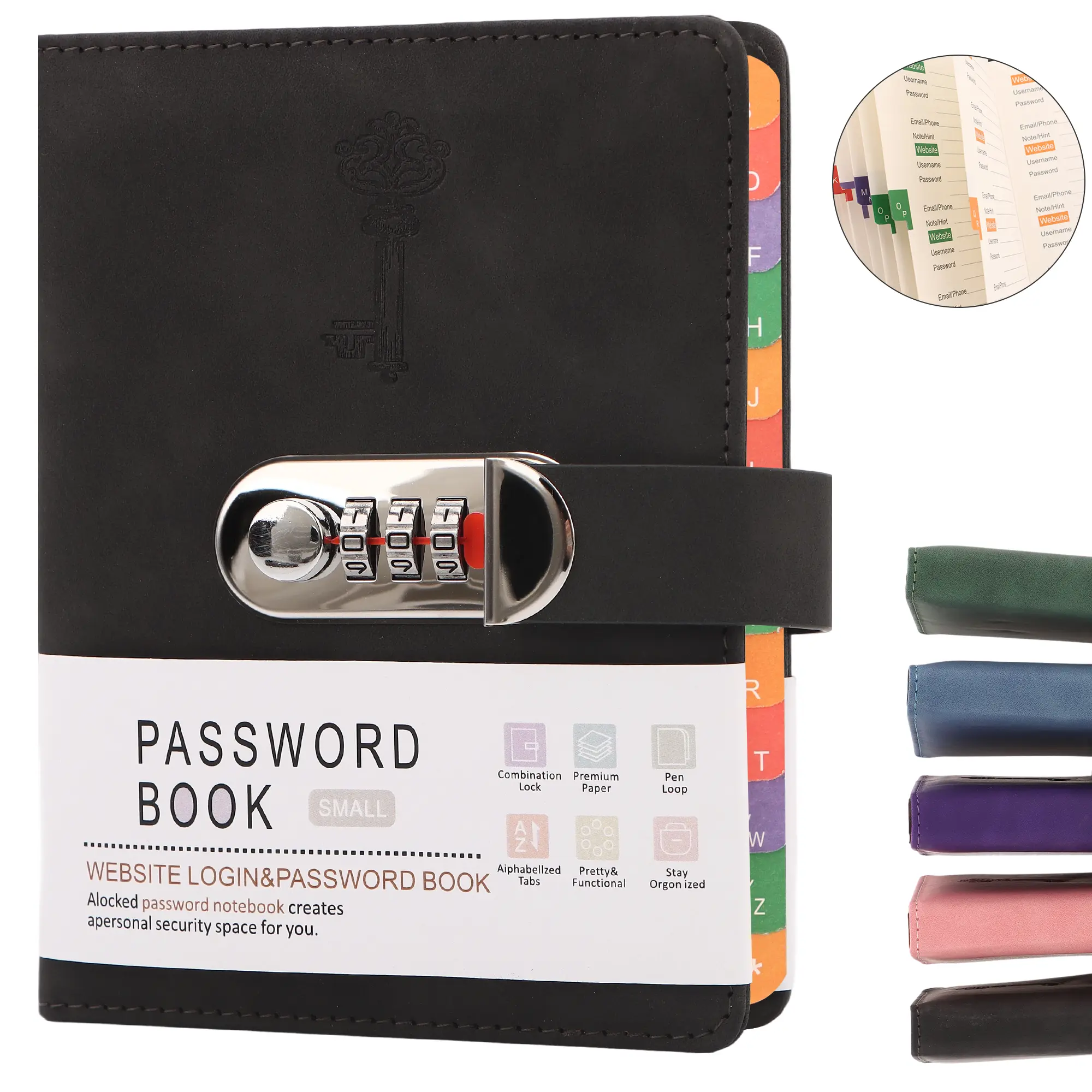 A Secure Password Organizer - With Letter Labels - Designed as a Lockable Personal Information Notebook - Includes Diary and Password Management Features Advanced Password Journal for Website Logins, Usernames, and Security Notes