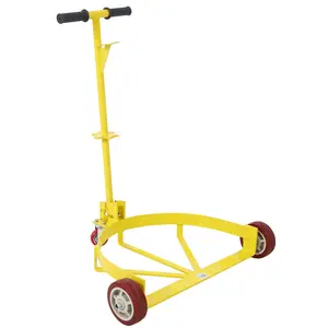 Donext 55 Gallon Drum Dolly 1pk 1200 lb Capacity Oil Drum Cart with Bung Wrench Handle Low Profile Steel Oil Drum Caddy Yellow Portable