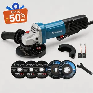 【Fathersdaygift】5-year warranty DongCheng Angle Grinder 4-1/2 inch 6.7-Amp Paddle Switch Cut off Tool 11800RPM Electric Grinder Power Tools with Cutting & Grinding Wheels, Flap Discs, Auxiliary Handle for Metal & Rust Removal Industrial