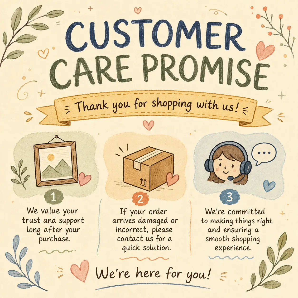 Customer Care Postcard - After-Sales Wall Art Print, Home Decor Home Supply