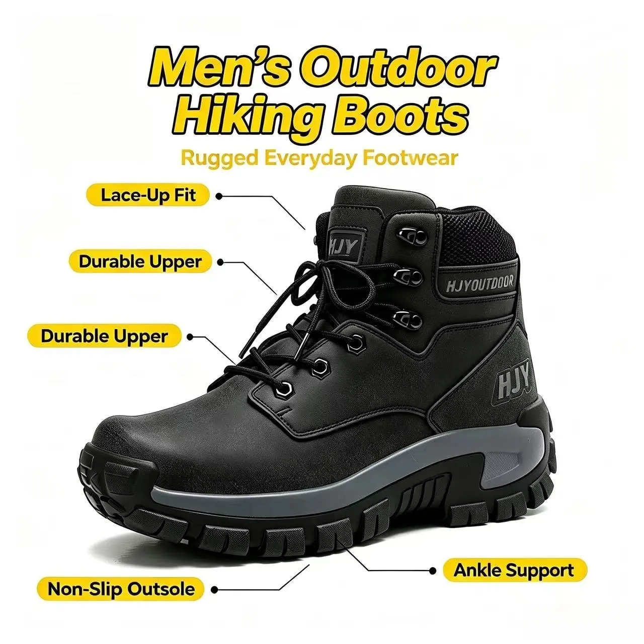 5.AA Men’s High Top Outdoor Hiking Boots, All-Terrain Breathable Suede Mesh Trekking Footwear, Lace-Up Non-Slip Wear Resistant Outsole, Comfort Ankle Support Shoes for Camping, Backpacking & Daily Outdoor Adventures