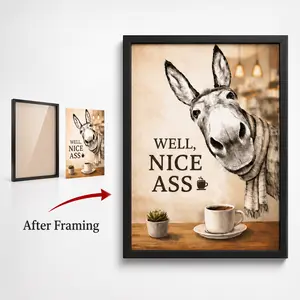 1PC Frame Canvas Art Print,Fun Donkey Poster,Animal Decor,Idel Gift Idea,Modern Wall Art for Living Room&Bedroom,Wall Art Decoration,Canvas Prints tiktokshopspringglowup