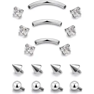 Eyebrow Piercing Jewelry Surgical Steel Internal Thread Curved Barbell Tiny Eyebrow Ring Vertical Labret Lip Jewelry Ear Rook Small Belly Button Ring for Women Men 16g 6mm/8mm/10mm