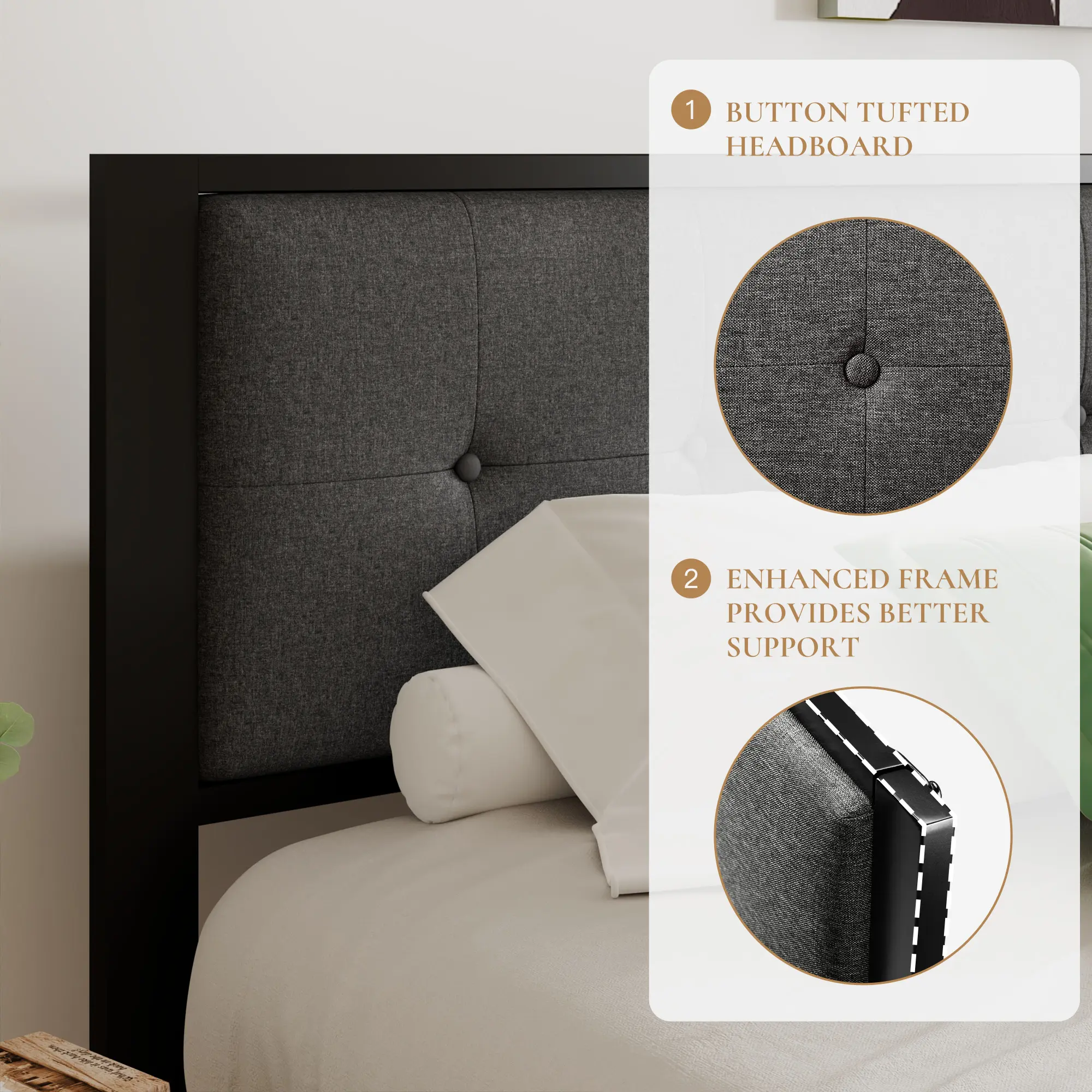 Grid-Tufted-Dark Grey