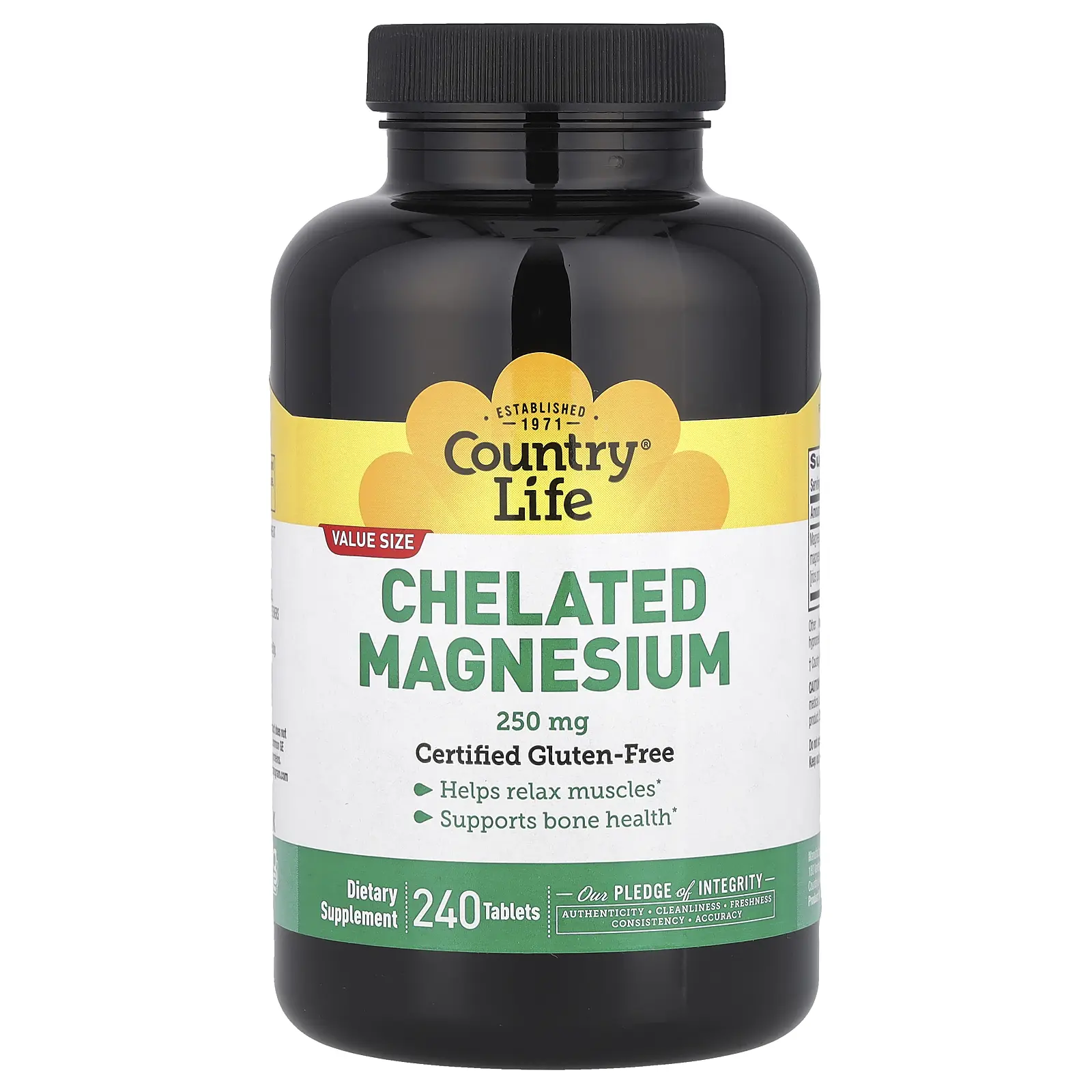 Country Life Chelated Magnesium, 250 mg, 240 Tablets Country Life Chelated Magnesium, 250 mg, 240 Tablets