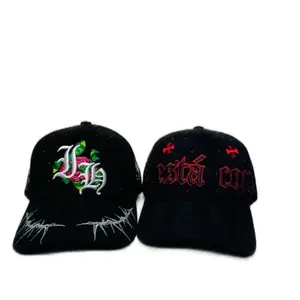 2 Hats 5 Panel Adjustable Luxury Full Suede Cap with Custom Satin Interior Snapback Closure for Sports & Everyday Wear