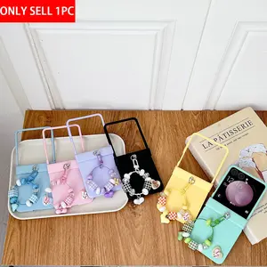 Jellyfish-colored phone case Cover with hinge, equipped with a bracelet. The hard PC back panel protects the phone case. Suitable for Samsung Galaxy Z Flip7, Z Flip7FE, Z Flip6, and Z Flip5