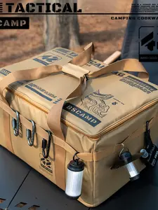 Outdoor Large Capacity Tactical Storage Bag, Pot Cookware Shockproof Gas Canister Holder, Camping Picnic Gear, Outdoor Utensils, Camping Accessories