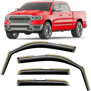 in-Channel Window Rain Guards Fit for Dodge RAM 1500 2019-2026(New Body Style Includes TRX) Crew Cab Extra Durable Window Deflectors Window Vent Visors Truck Vent Shades Car Accessories