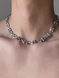 Unisex Fishbone Chain Necklace, Hip-Hop Style Unique Design, Men's and Women's Fashion Accessory, Casual Wear Jewelry