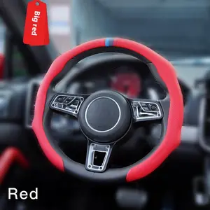 2026 New Nappa Leather Steering Wheel Cover - 3-Color Center Logo, Ultra-Thin, Breathable, Sweat-Resistant, Stylish, Anti-Slip Grip, Universal Car Fit, Easy Installation