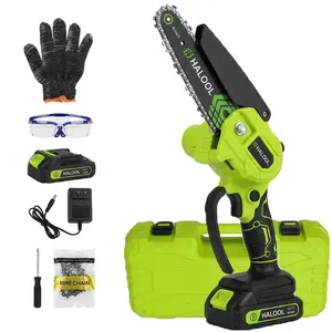 fashion tiger6 Inch Mini Chainsaw Cordless Lithium Electric with Upgraded Pure Copper Motor Auto Oiling System One-Handed Operation for Tree Trimming Wood Cutting