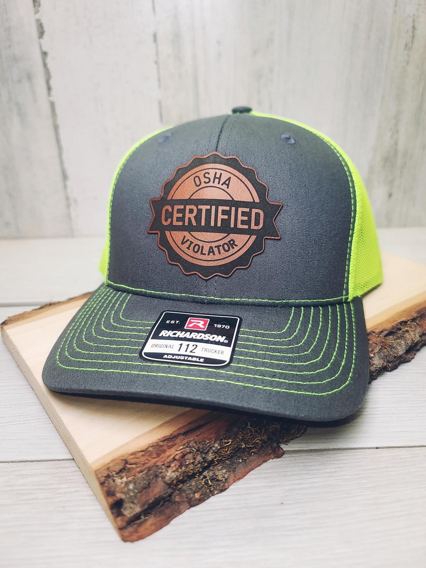 [HOT SALE] OSHA Certified Violator OSHA Violation Leather Patch Hat mens hats dad hats Hat - I Hate Pulling Out Leather Patch Trucker Hat - Richardson 112 Mesh Back Cap - Fishing & Boating Gifts for Men