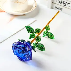Handmade Crystal Rose with Metal Stem, Timeless Table Decorations for Valentine's Day, Mother's Day, Christmas, Perfect Gift for Mother, Grandmother, Girlfriend
