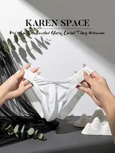 1Pc Men's Solid Color Thong Briefs, Narrow Low-Rise High Elasticity, Hollow Double Back Straps Hip Lift, U-Pouch Breathable, Bikini Fashion Style Underwear