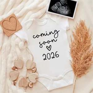 Coming Soon 2026 Baby Announcement Clothes Cotton Newborn Baby Bodysuits Summer Boys Girls Romper Body Pregnancy Reveal Clothes