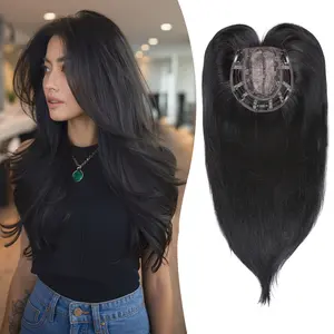 AUVZY Hair Toppers For Hair Loss 18inch Hair Pieces For Women 6X6 Inch Hair Topper Adding Extra Hair Volume, Natural Black Straight Hair Toppers For Women Feel Like Real Hair