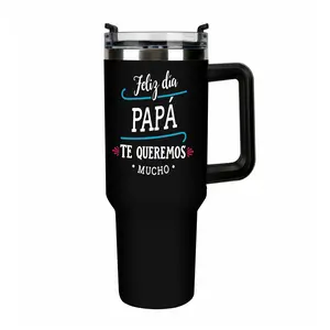 Spanish Father's Day Gift Tumbler For Grandpa, 40oz Stainless Steel Insulated Cup, "Feliz Día Abuelo Te Queremos Mucho" Quote, With Handle & Leakproof Lid, Car Cup Friendly, For Daily Use & Travel, Coffee Tea Water Mug