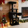 GOXIFACHOY Gothic Multi-Level Cat Tree Condo, 49/63/67in Tall Tower for Indoor Large Adult Cats (25lb Capacity) with Scratching Posts, 12.2in Basket, Hammock, Tunnel, Plush Perch, Vertical Scratcher Board, 49in Window Perch, 2.4" Soft Top Pad