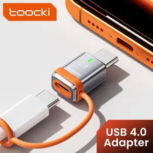 Toocki USB4.0 80Gbps OTG Adapter With Indicator Light 90 Degree PD240W Type C to Type C Fast Charging Converter For iPhone 17 16 MacBook Laptop 8K@60Hz USB C Charger With Cable