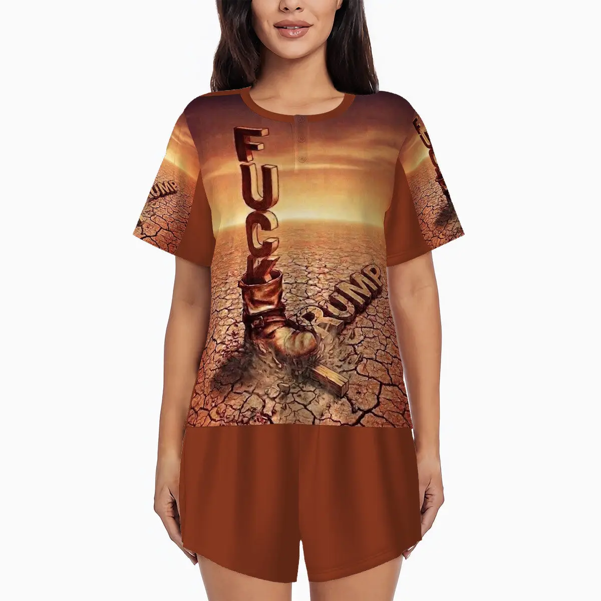 Fu*k Trump - Original Artwork by Craig Davoll - Women's Summer Round Neck Pajamas