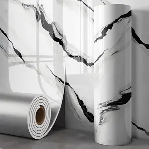 Marble Peel and Stick Countertop Paper - Waterproof Marble Contact Paper, 15.7" x 118" Thick Self-Film for,, Cabinets, Tables (White and Black)