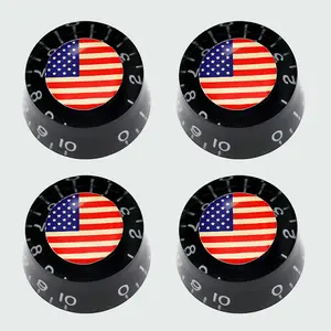 4 USA Flag Buttons Black For Guitar Knobs Les Paul LP SG ES Volume Tone Knobs