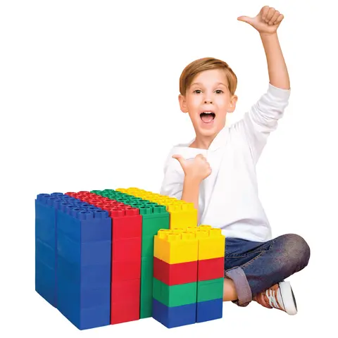 BiggoBlocks 48 PC Oversized Unisex Plastic Building Block Kit - Bricks Kit, Stackable Cubes, STEM Construction Stacking Toys, Blocks Tower Game for Kids Ages 4-8 Indoor Fun