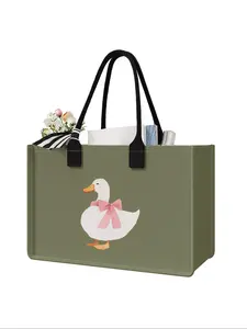 Large Capacity Duck Pattern Storage Bag, Super Large Organizer with Durable Handle, Space Saving Multi-Purpose Portable Bag for School, Travel Essentials, Shopping, Reusable Bags