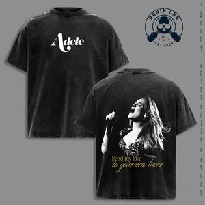 Adele – Send My Love Vintage Washed T-Shirt, Pop Soul Music Graphic Tee, Live Performance Aesthetic Oversized Heavyweight Cotton Streetwear