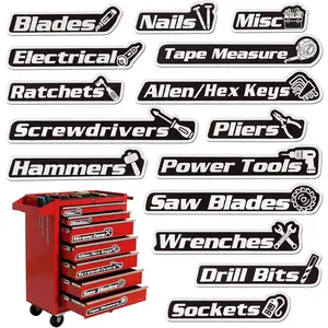 Tool Box Labels - 15-Pack,   Toolbox Labels Suitable for Garage Organization, Tool Cabinets, and Mechanic Carts