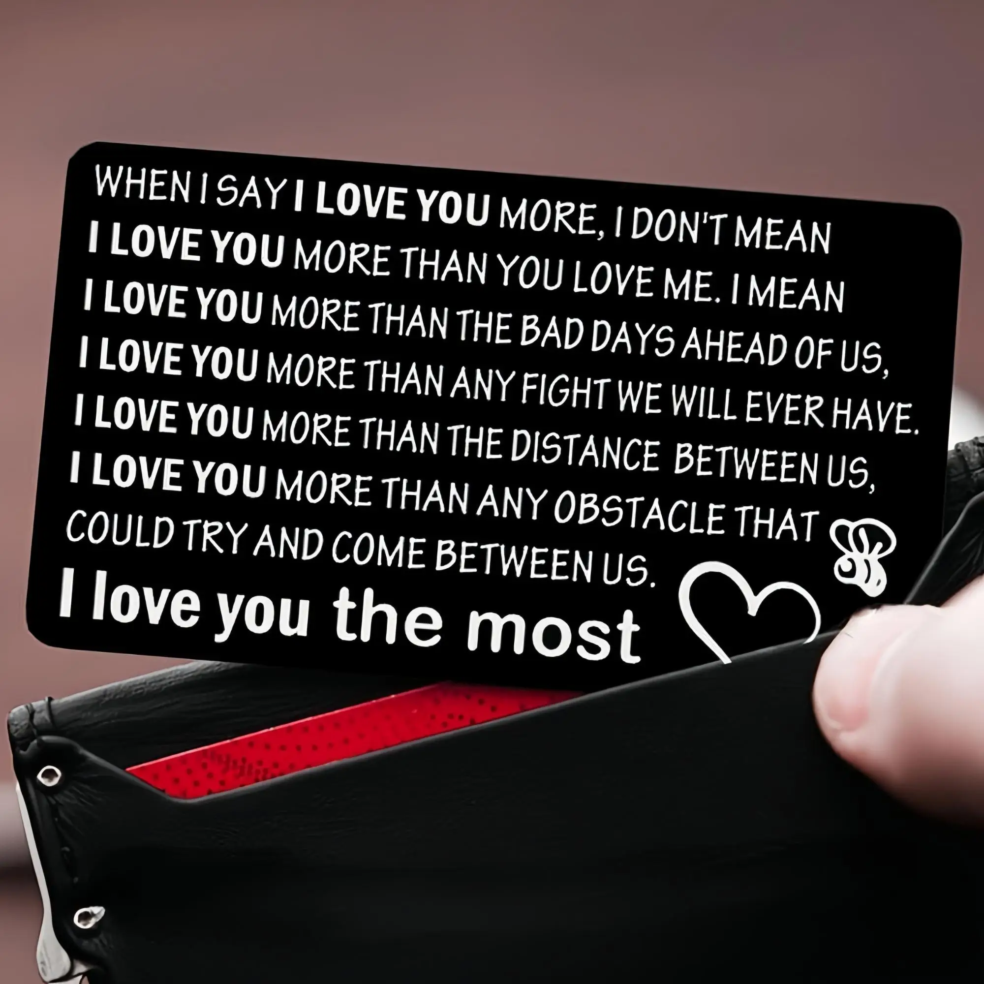 Creative Letter Pattern Slogan Decorative Card, 1 Count Romantic Poems Aluminum Alloy Laser Engraved Card, Gift for Loved Ones Anniversary Birthday Fe