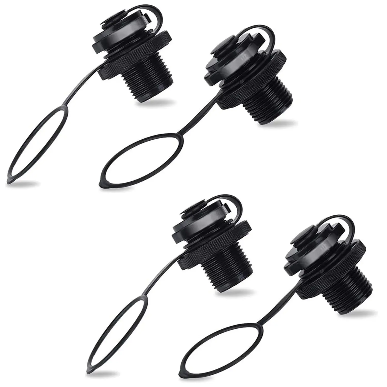Black-Inflatable Boat Air Valve,4PCS Inflatable Boat Spiral Air Plugs One-Way Inflation Replacement Screw for Inflatable Boat