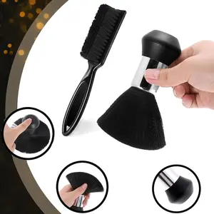 Professional Barber Brush and Neck Duster Set - 2 Piece Kit with Soft Bristles for Hair Cutting Cleaning and Salon Supplies