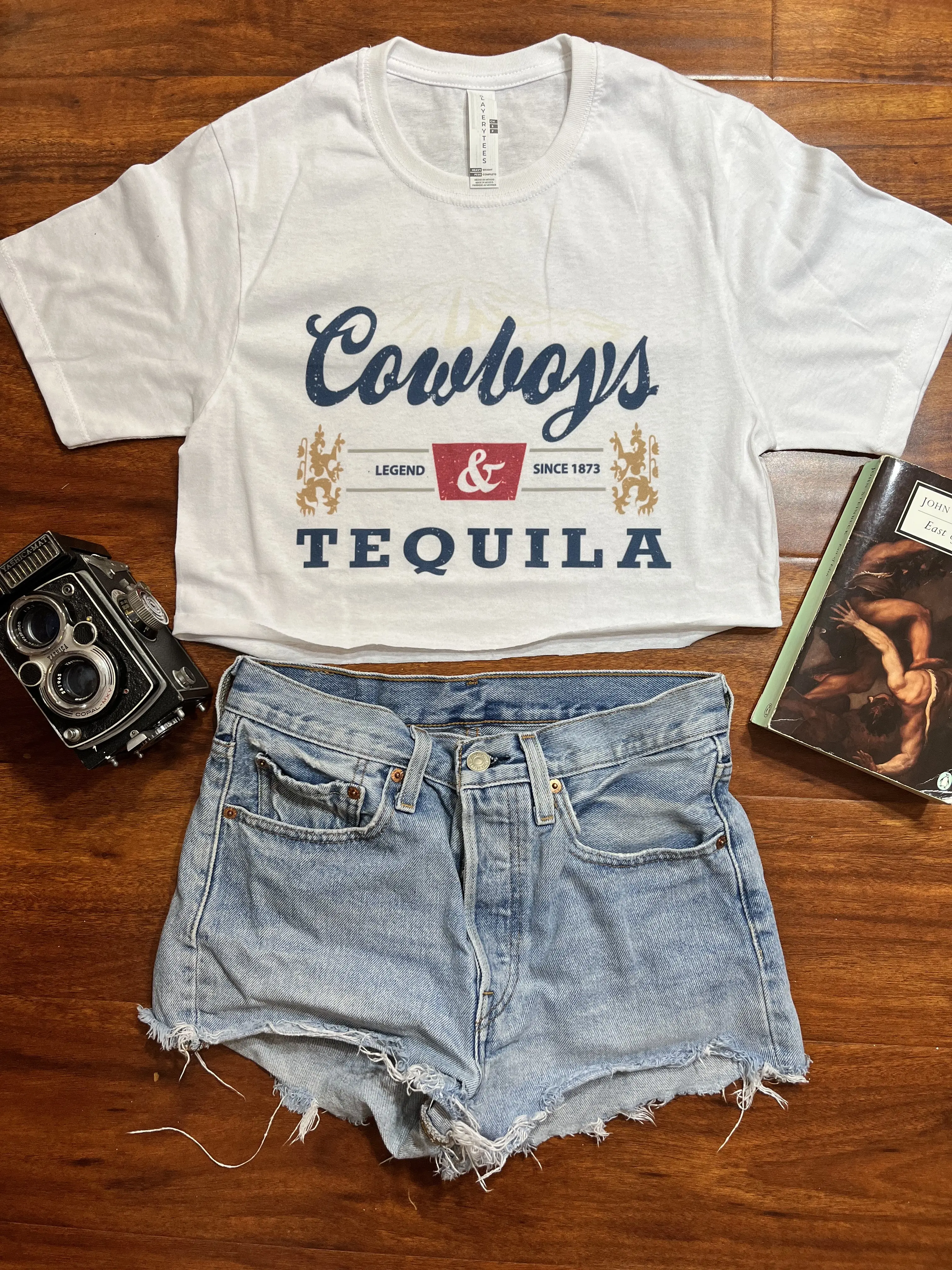 Cowboys & Tequila Crop Top – Western Rodeo Style Tee | Y2K Country Girl Shirt | Southern Bachelorette Outfit | Cowgirl Summer Vibes
