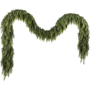 6FT Christmas Garland for Decoration Home Indoor Outdoor, Realistic Pine Christmas Garland Artificial Real Touch Greenery Cedar Garland Mantel Window Table Holiday Thanksgiving Winter Party Decoration Xmas Decor, Wreath